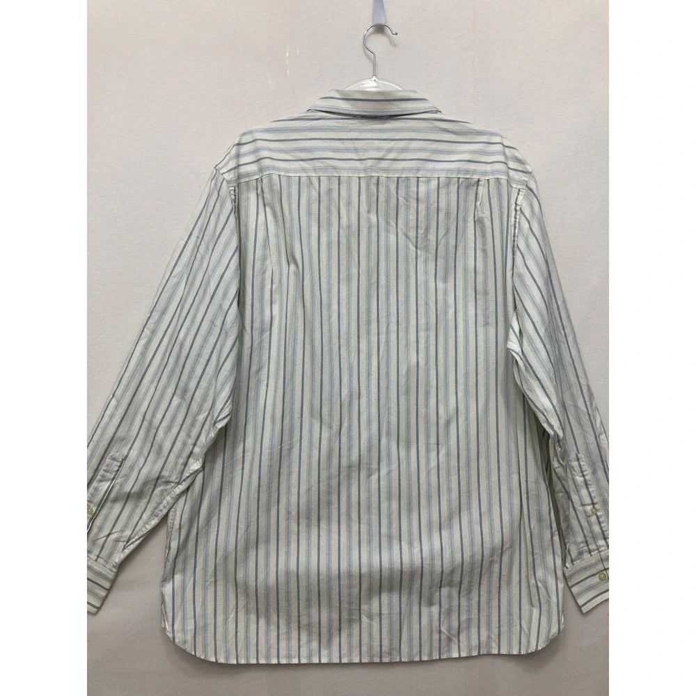 New Banana Republic Button Down Shirt XL Blue White Striped Cotton Long Sleeve